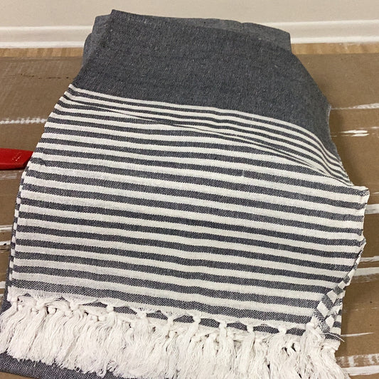 Charcoal throw with stripe