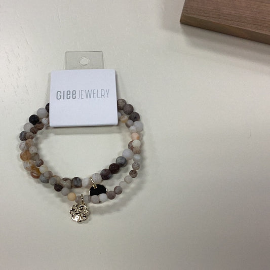 Stackem Up bracelets gold/ bamboo leaf agate