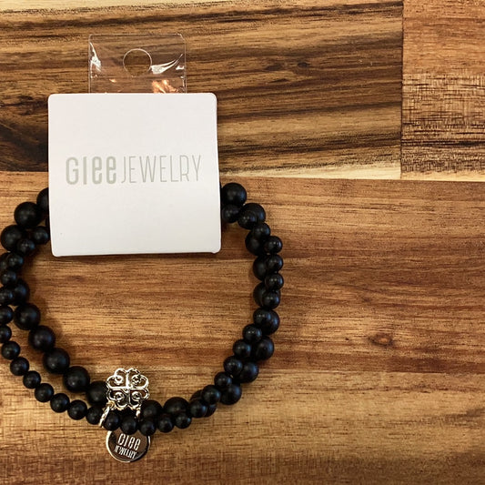 Stackem Up bracelets gold/ matte black onyx