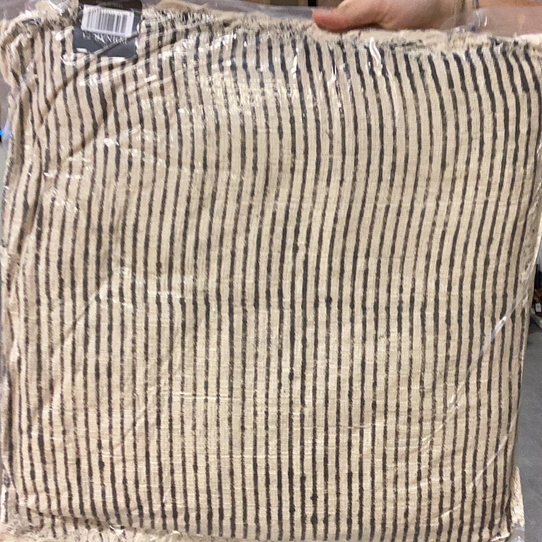 18” stripe fringe pillow