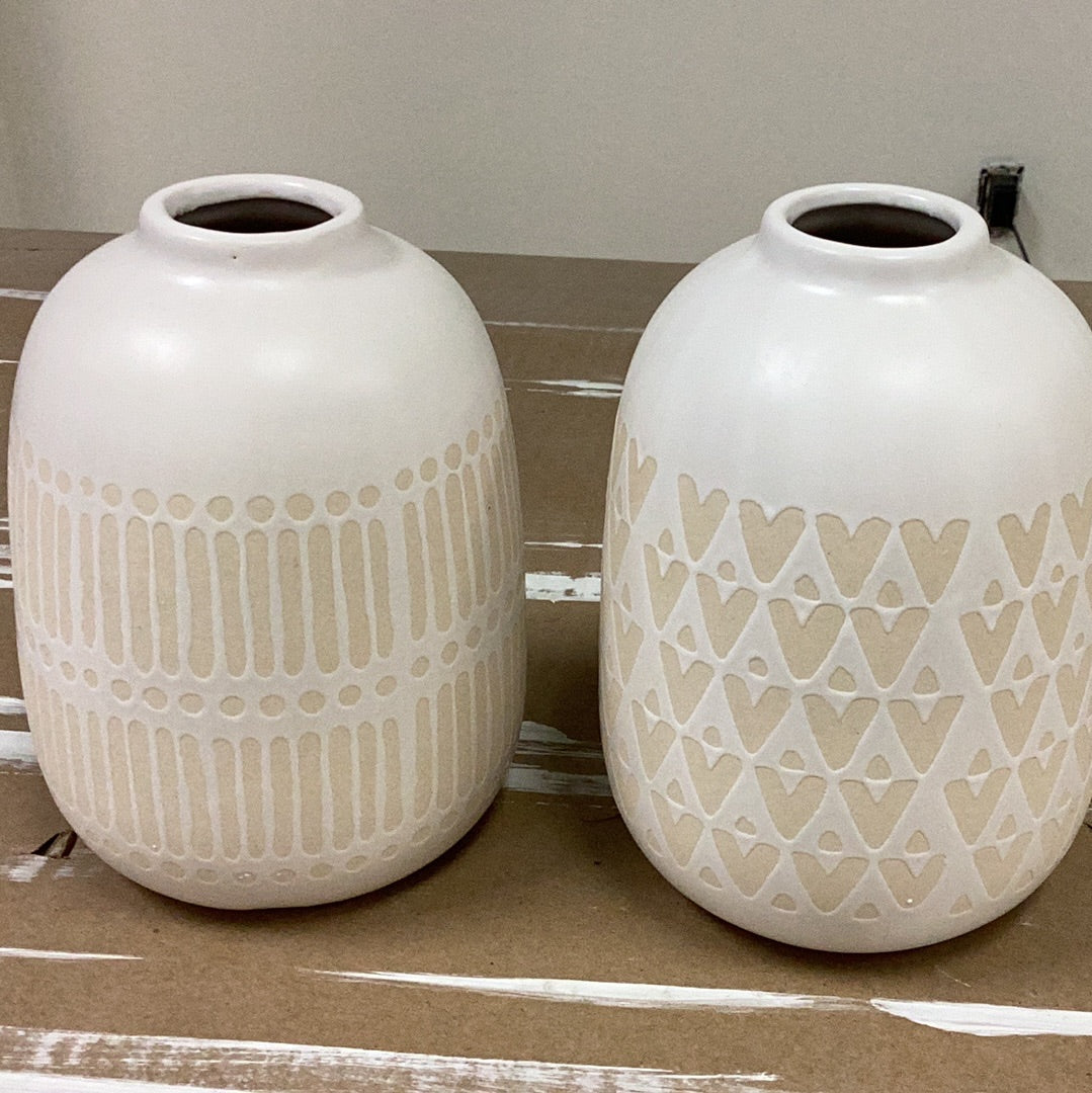 Matte white boho vases