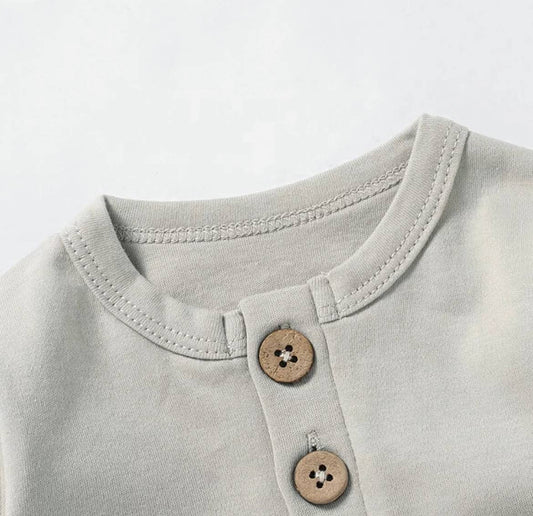 Organic Cotton Button Baby Romper…sand… 3-6 month