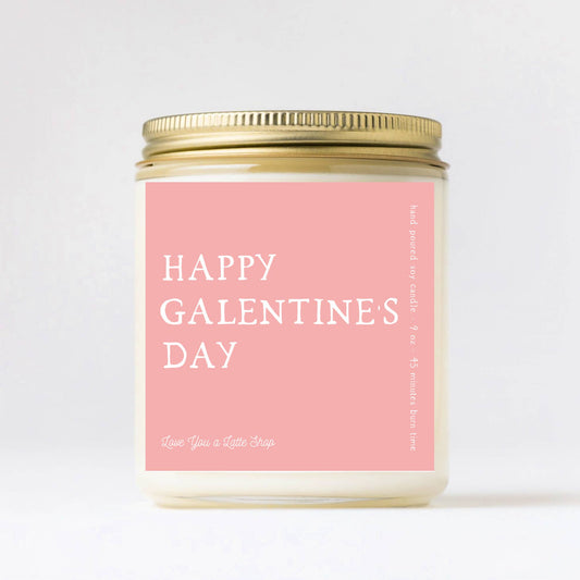 Valentine's Day 9 oz Happy Galentine's Day Candle: Pink