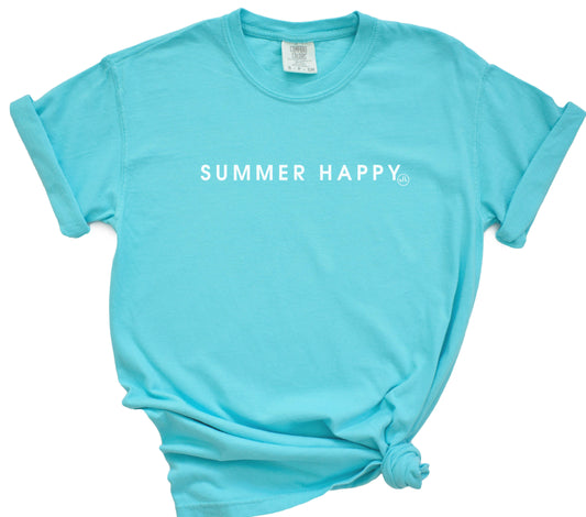 Summer Happy Comfort Colors Graphic Tee: Large