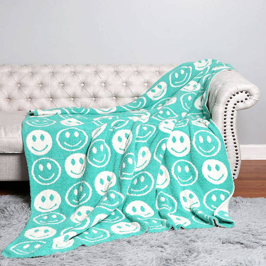Happy Face Throw Blanket…mint