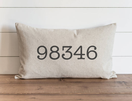 Custom Zip Code Pillow Cover: 16 x 26 Natural