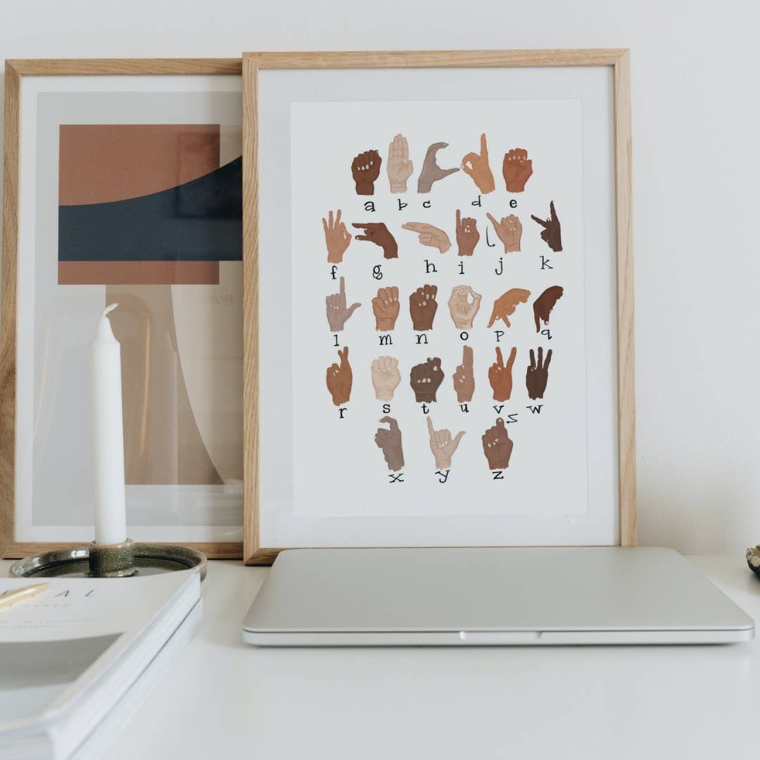 Sign Language Abc Drawing American Sign Language Alphabet Art Print – chara