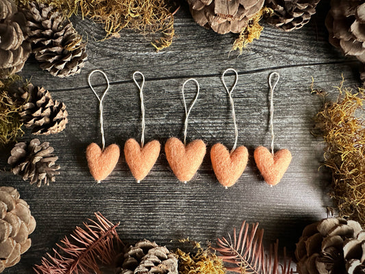 Felted Wool Mini Heart Ornament
