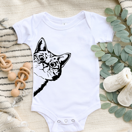 Peeking Cat Baby Bodysuit | Baby Items | Baby Shower Gifts: 12-18 Months