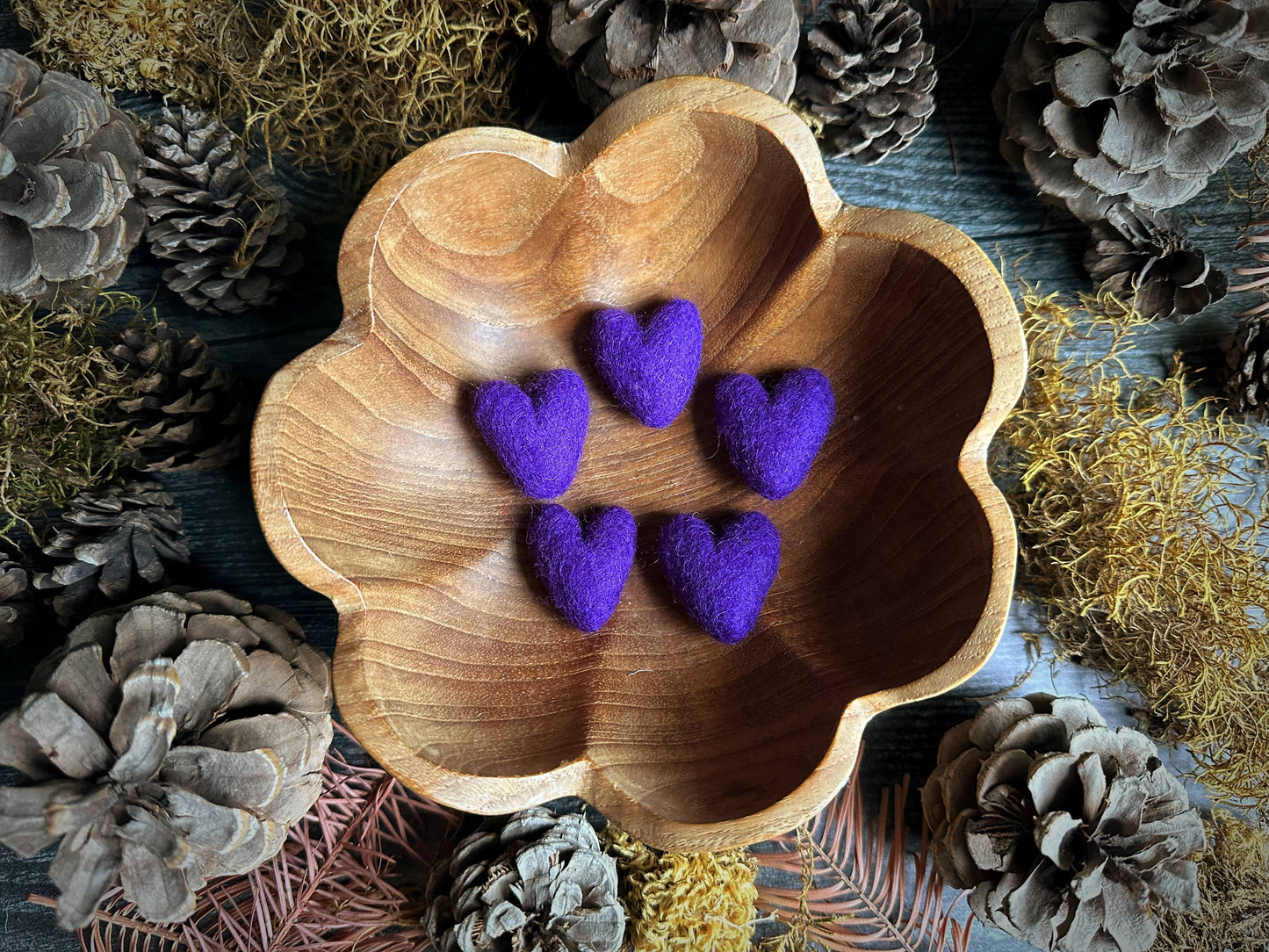 Felted Wool Heart: Violet Purple