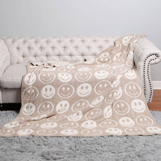 Happy Face Throw Blanket…beige