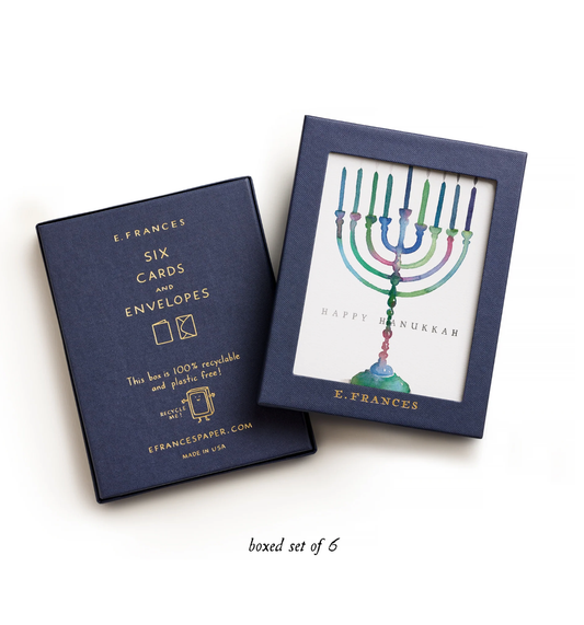 Colorful Menorah (Boxed Set of 6) | Hanukkah Chanukah Card: 4.25 X 5.5 INCHES