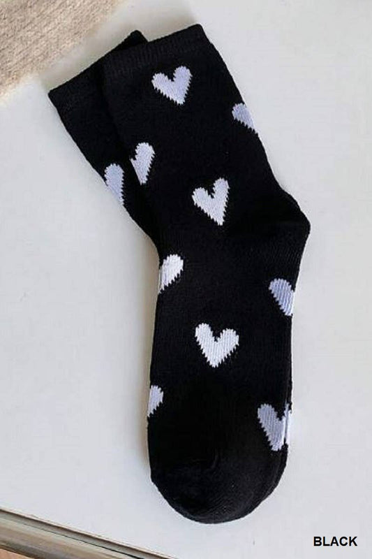 ...._ SI-25637 VALENTINE HEART PATTERN CASUAL SOCKS, 3 PAIRS IN 1: BLACK-163232 / OS