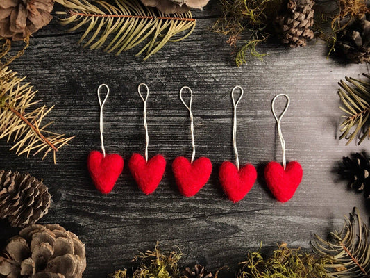 Felted Wool Mini Heart Ornament