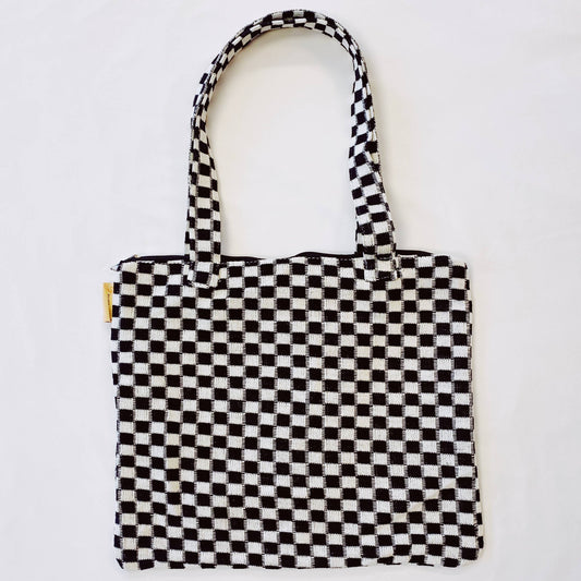 Check Yourself Zipped Tote Bag: Black