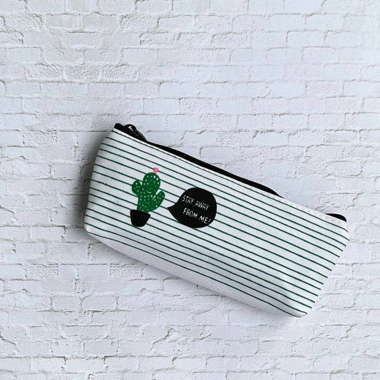 Striped Cactuses Makeup Cosmetics Pencil Case Zip Pouch