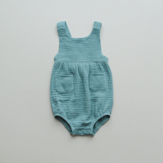Organic Cotton Muslin Bubble Romper - more colors: Green / 6-12 months