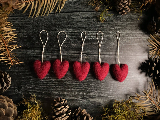 Felted Wool Mini Heart Ornament