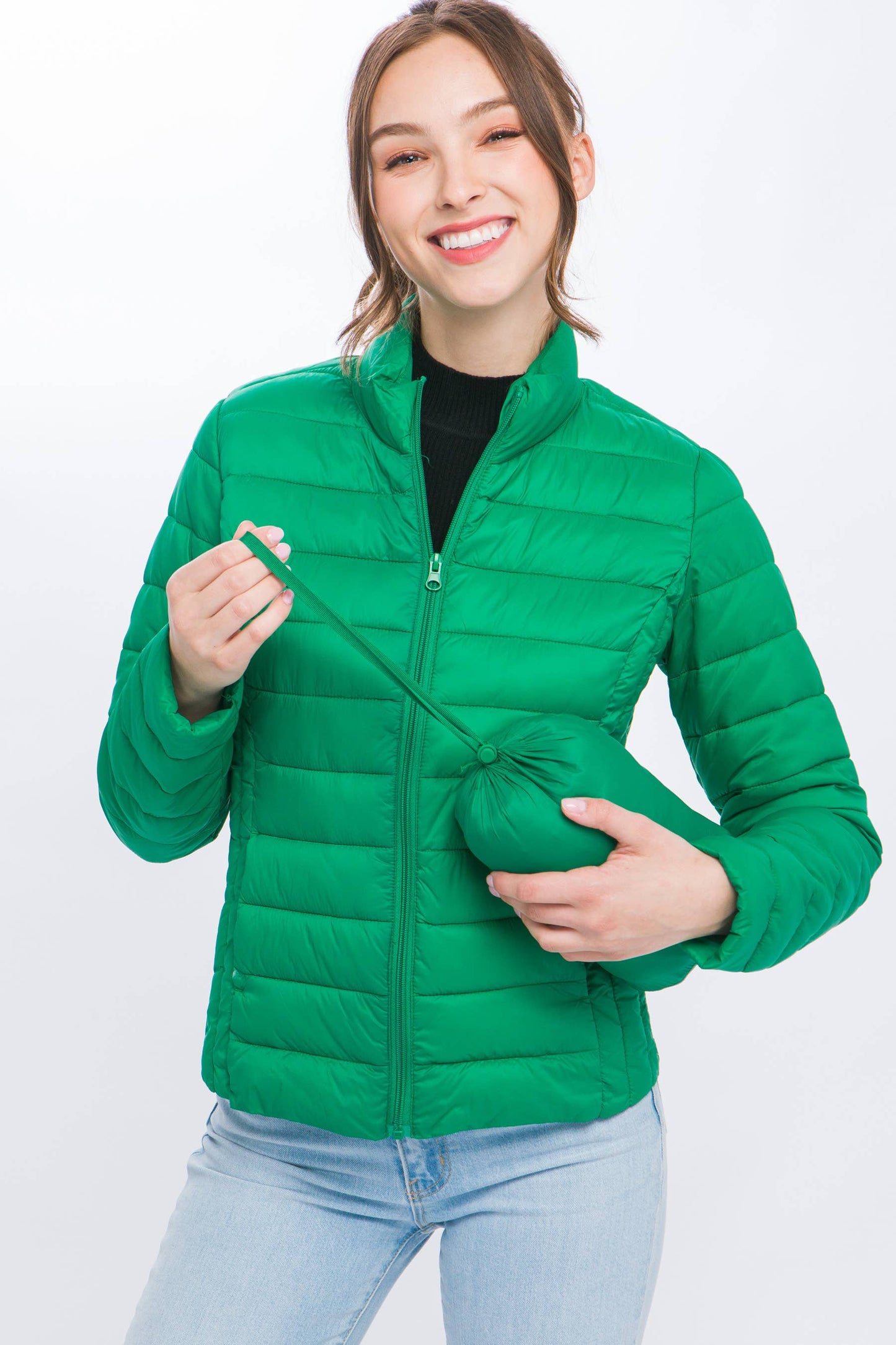 Christmas Ultra Lightweight Padded Thermal Zip Up Jacket: GREEN-160404 / S