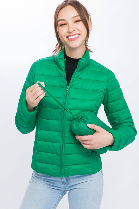 Christmas Ultra Lightweight Padded Thermal Zip Up Jacket: GREEN-160404 / M