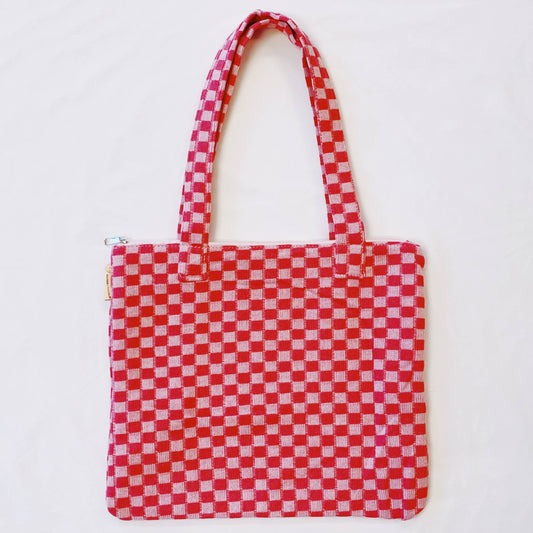 Check Yourself Zipped Tote Bag: Pink