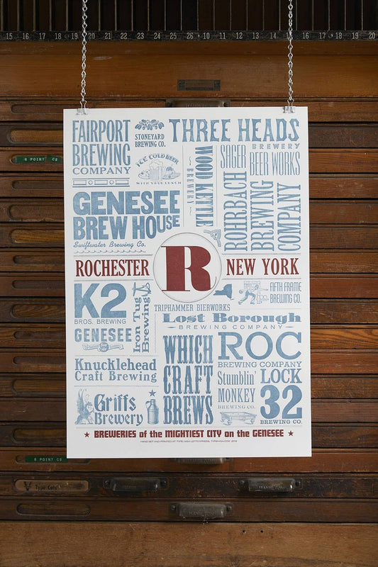 Rochester NY Brewery Letterpress Poster