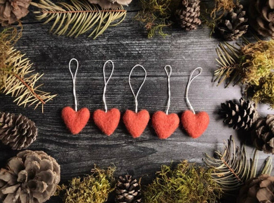 Felted Wool Mini Heart Ornament