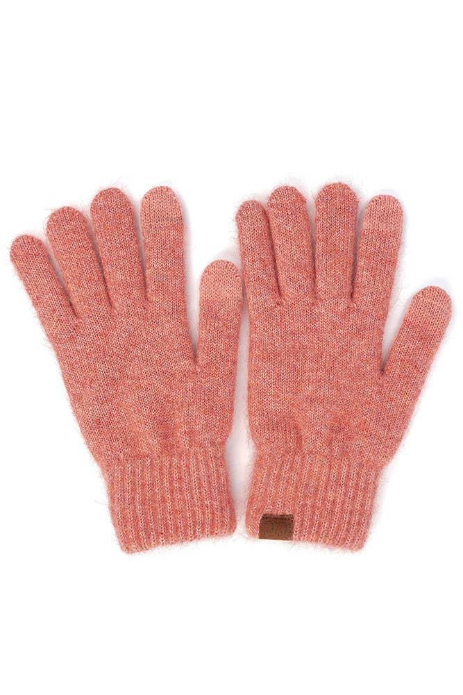 C.C Heather Knit Plain Gloves: Strawberry