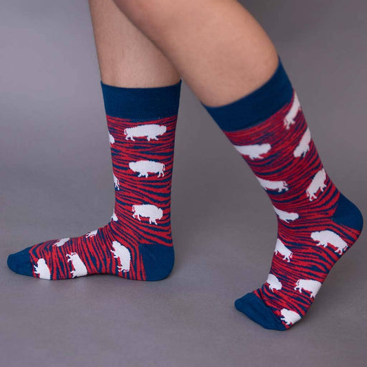 Red And Blue Zebra Buffalo Socks: Kids