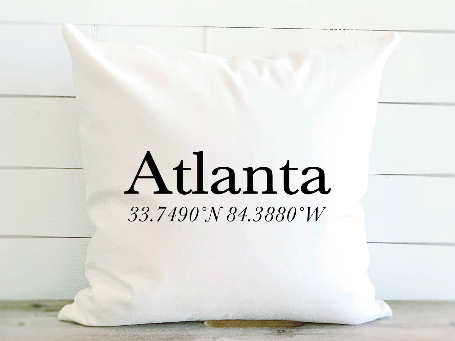 Customizable City and Coordinates - Square Canvas Pillow