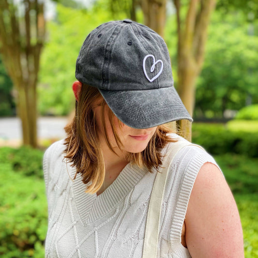 Dreaming Heart Ball Cap…black baseball hat with heart