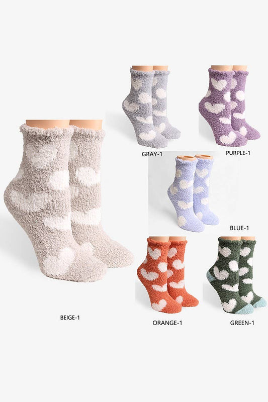 Luxury Soft Heart Pattern Mini Crew Winter Socks: 104 / ONE SIZE