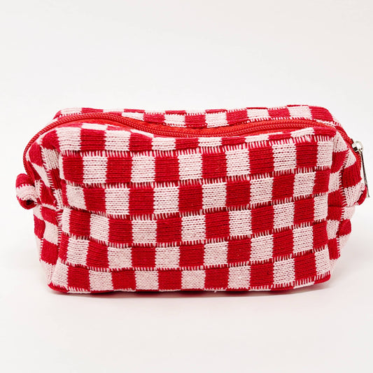 Check Yourself Cosmetic Bag…red pink checkered