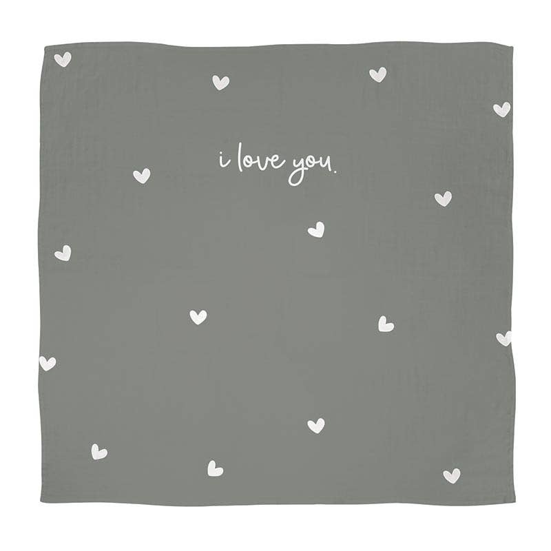 Grey Hearts Swaddle Blanket