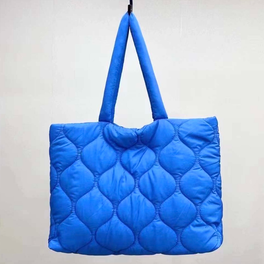 P24003 Quilted Nylon Tote Bag: 03 Blue