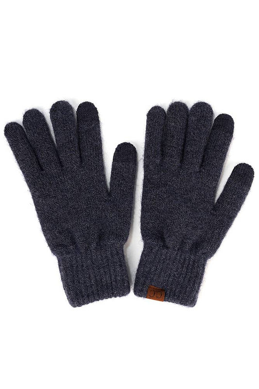 C.C Heather Knit Plain Gloves: Navy