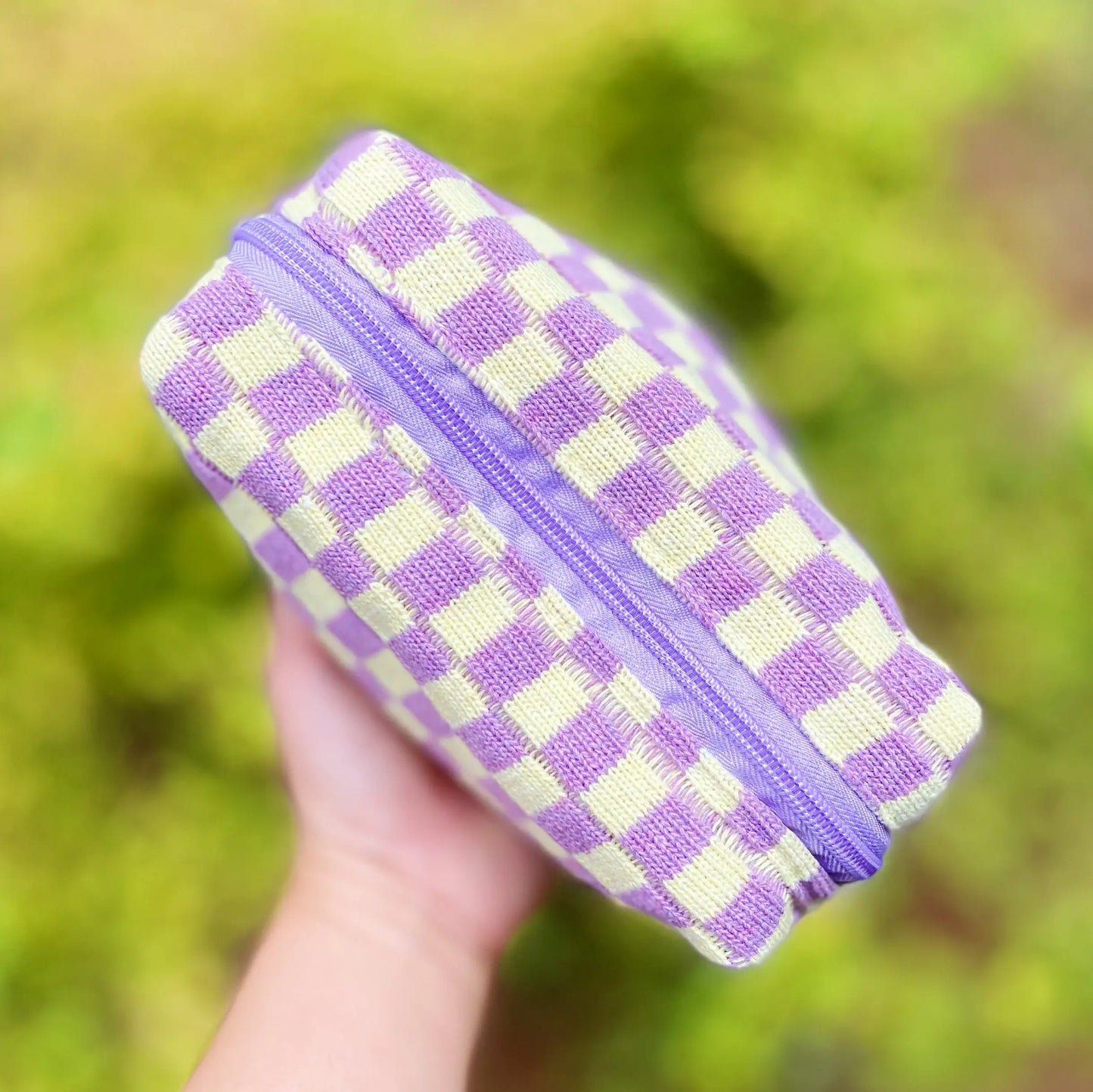 Check Yourself lavender Cosmetic Bag…purple checkered