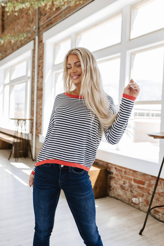 Aliza Striped Colorblock Pullover | S-2XL: M / Stripe…medium