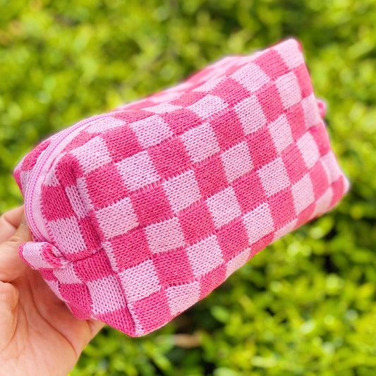 Check Yourself Cosmetic Bag…pink checkered