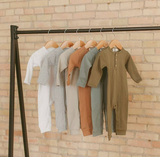 Organic Cotton Button Baby Romper…grey…6-12 month