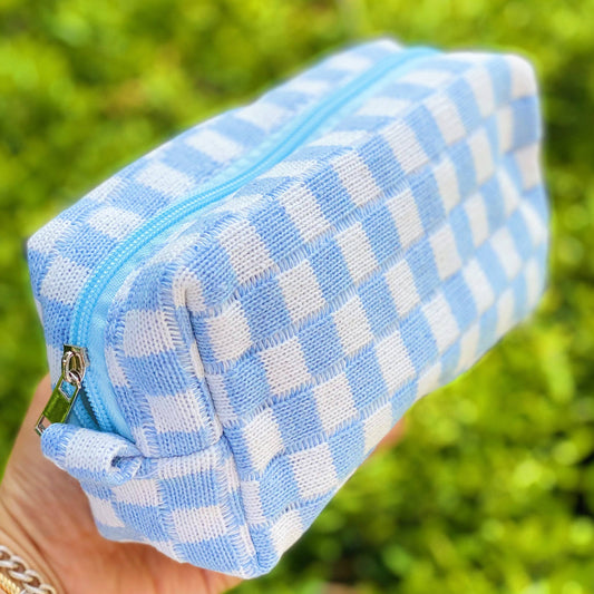 Check Yourself Cosmetic Bag…blue checkered
