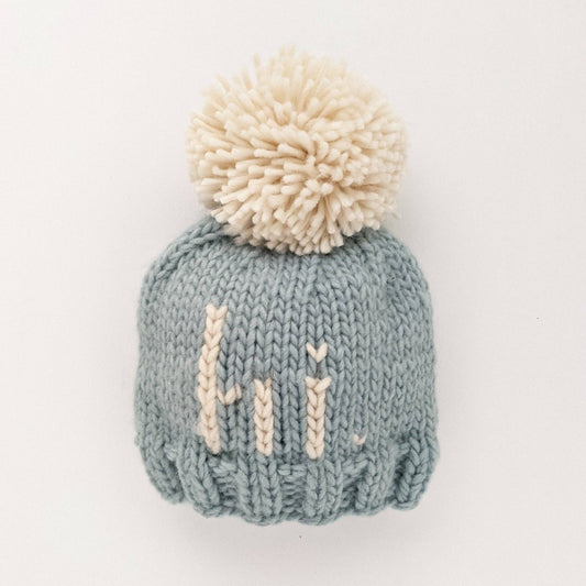 hi. Surf Blue Hand Knit Beanie Hat: S (0-6 months)