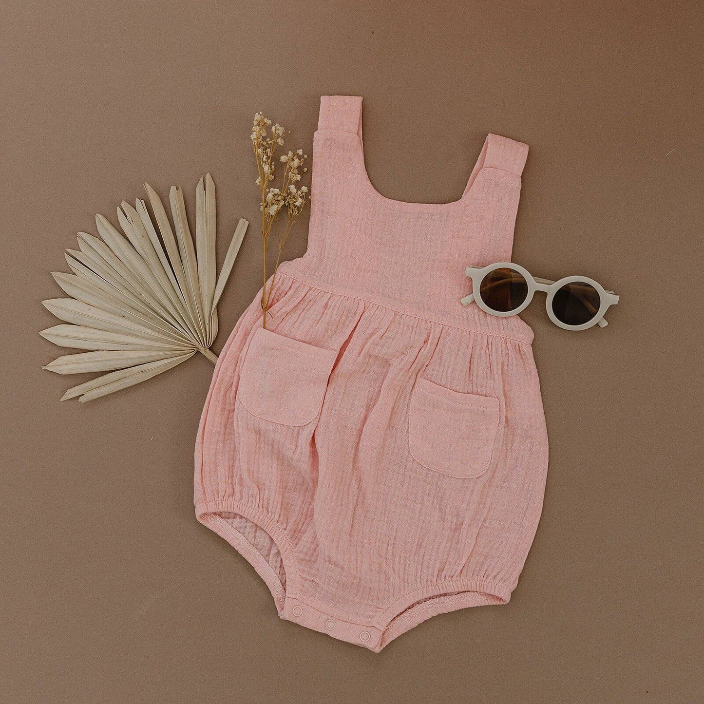 Organic Cotton Muslin Bubble Romper - more colors: Light Pink / 12-18 months