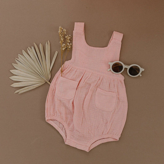 Organic Cotton Muslin Bubble Romper - more colors: Light Pink / 6-12 months