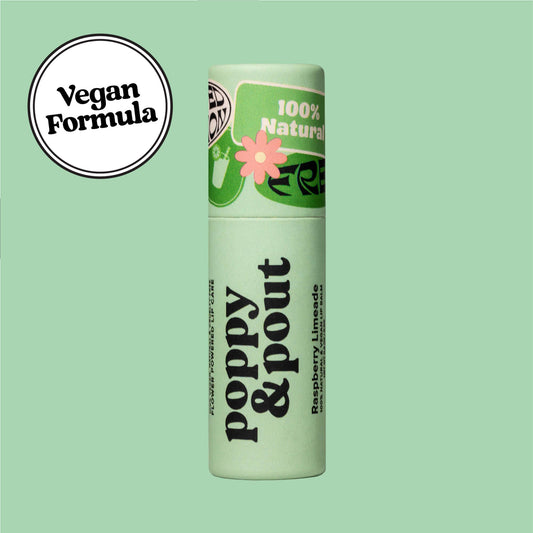 Poppy & Pout Vegan Lip Balm "Sunny Daze" Raspberry Limeade
