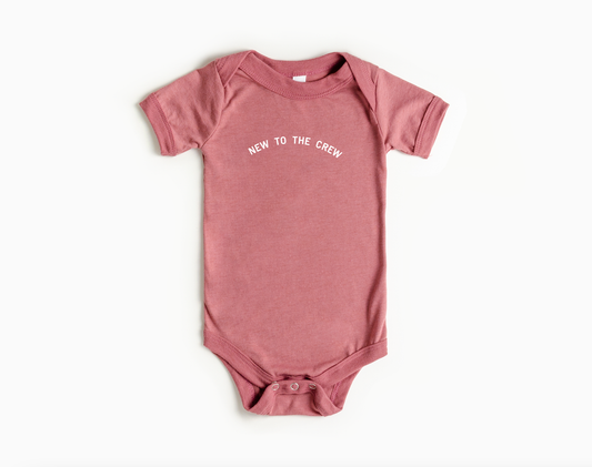 New to the Crew Onesie: 3-6Months / Mauve