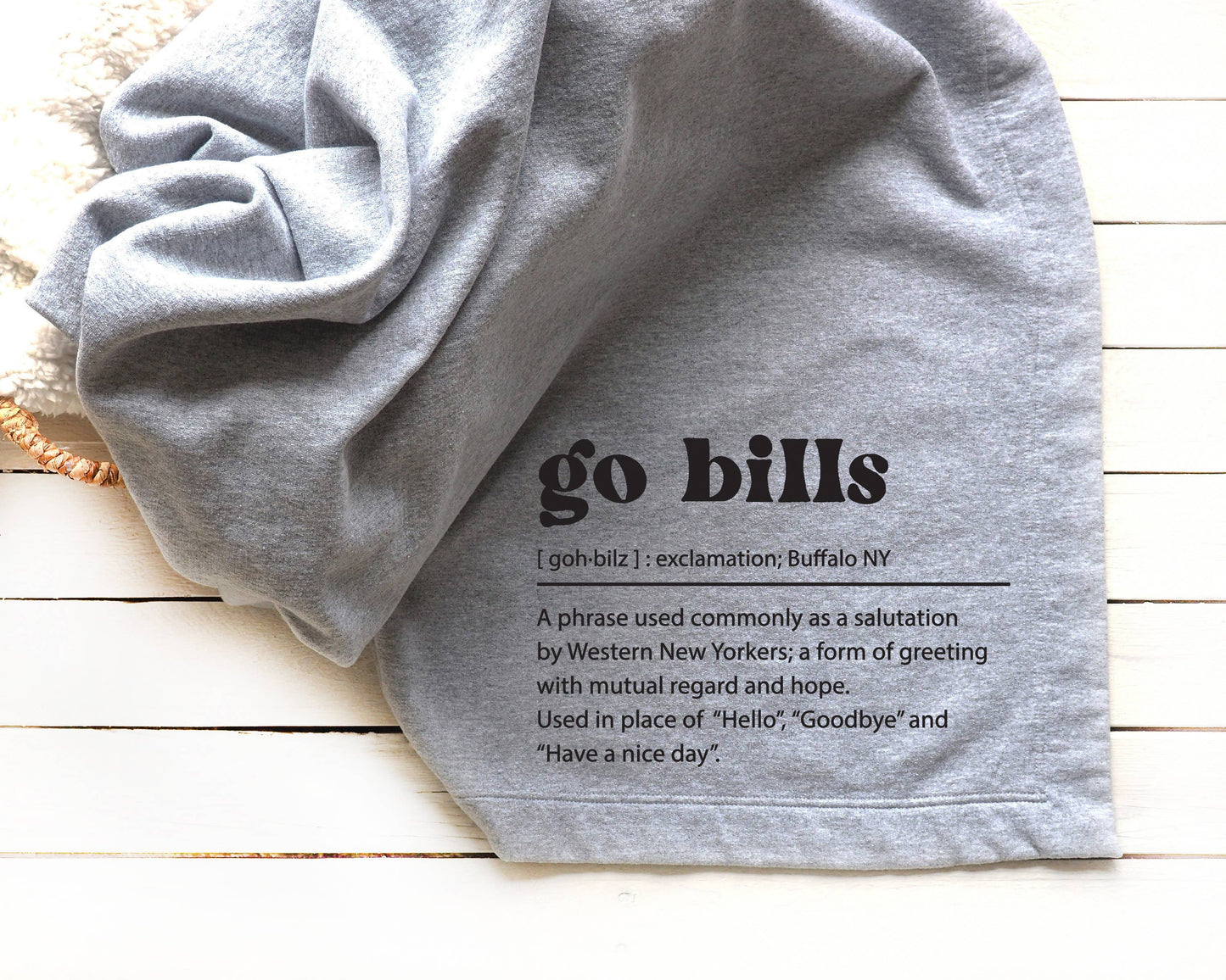 Buffalo Bills Throw Blanket - Go Bills Stadium Blanket: ATHLETIC GREY
