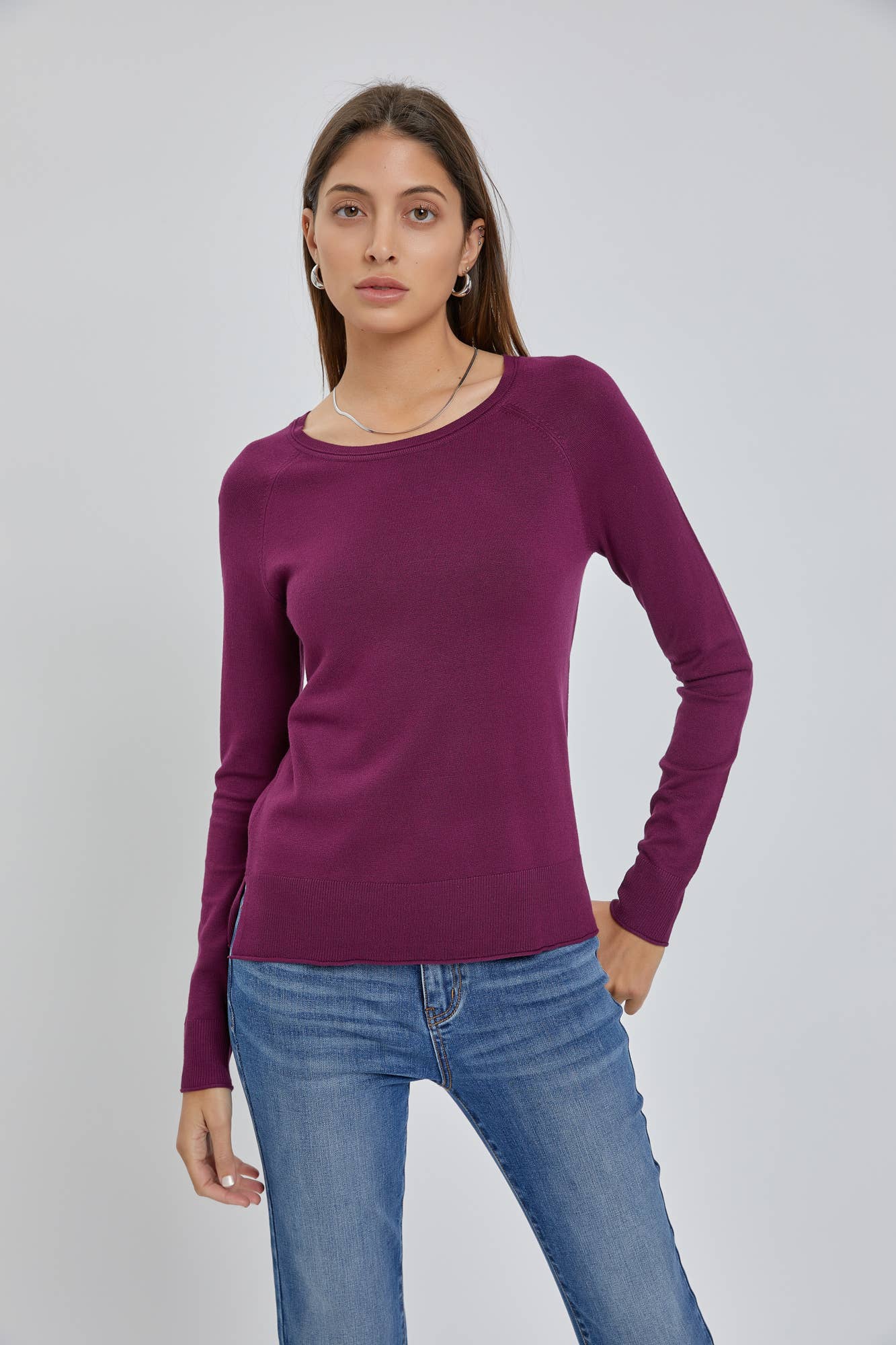 The Camille Sweater: Large / Plum